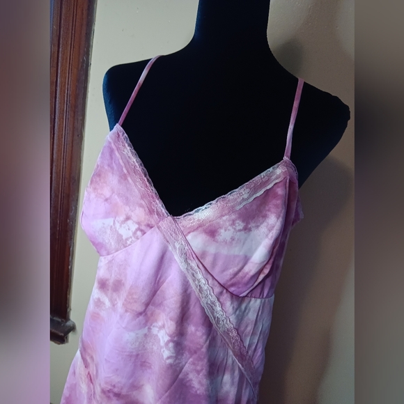 wild fable Pink Tie-Dye Asymmetrical Lace Slip Dress, Size L - Picture 2 of 5